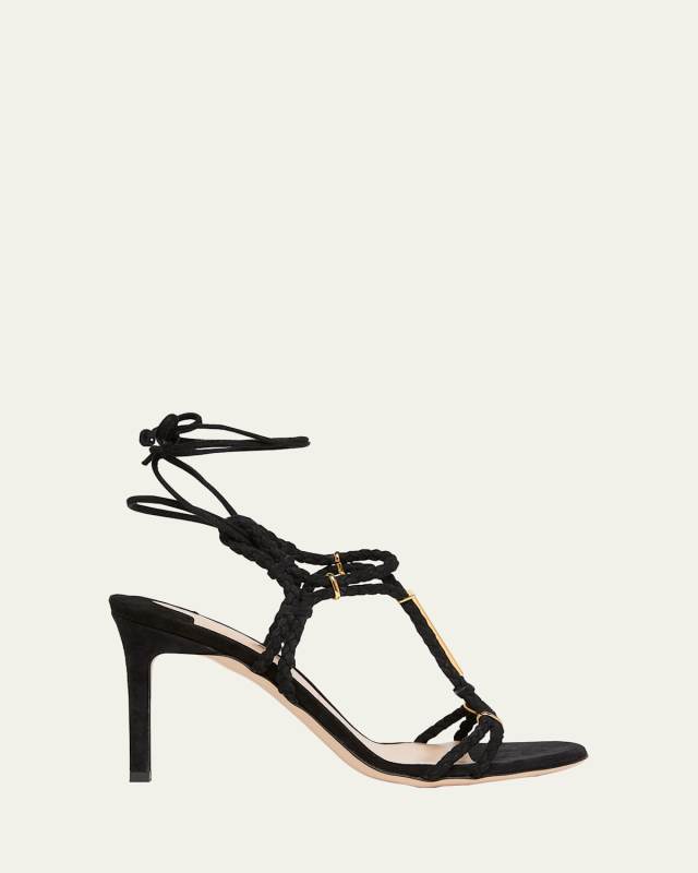 Lily Suede Ankle-Tie Sandals